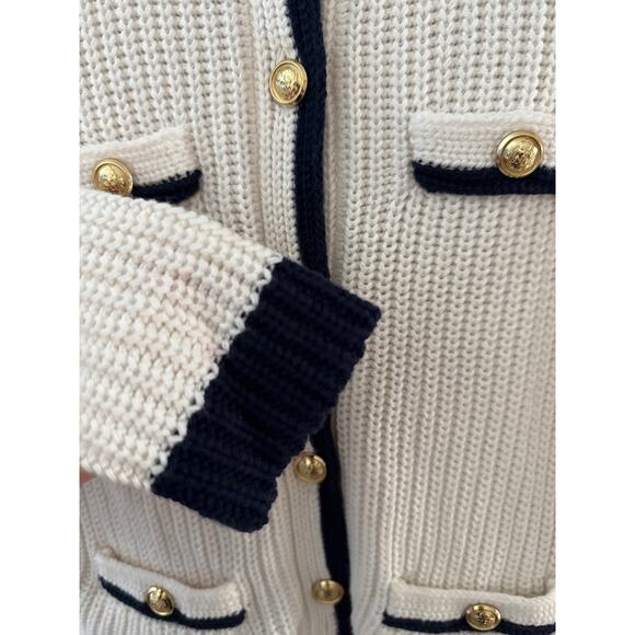 Loft Petite Tipped Ribbed Button Up Sweater Cardigan White Size Small - Picture 11 of 11